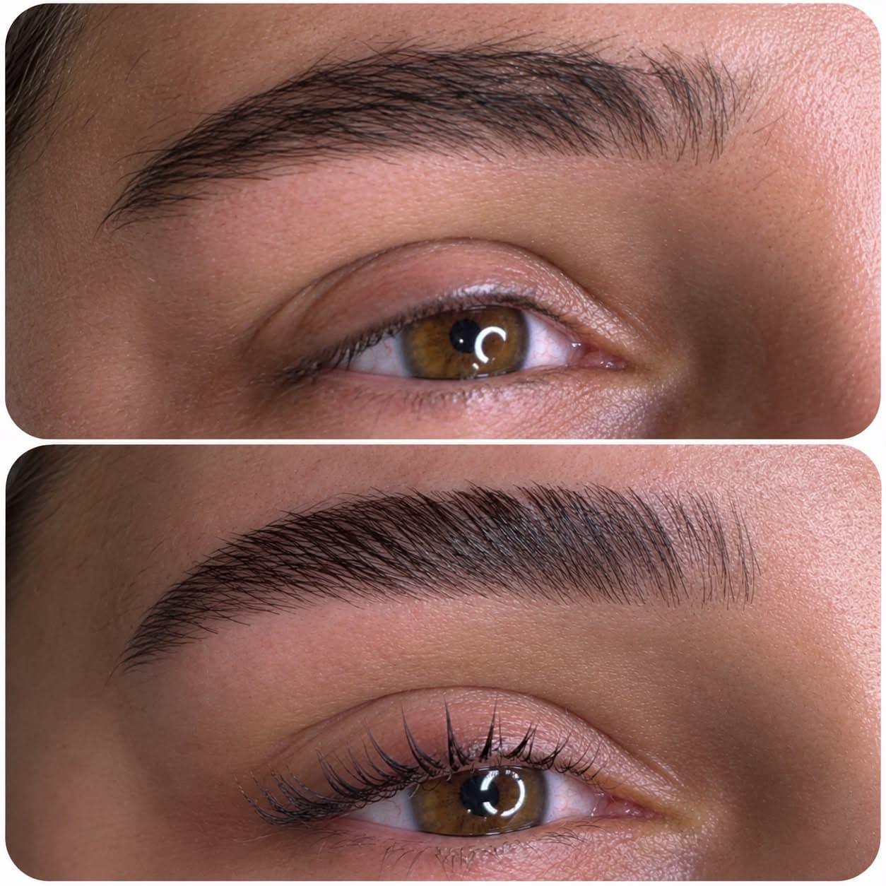 Brow lamination before and after result